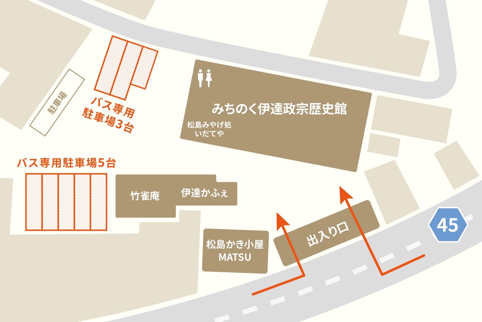 大型バス駐車場完備